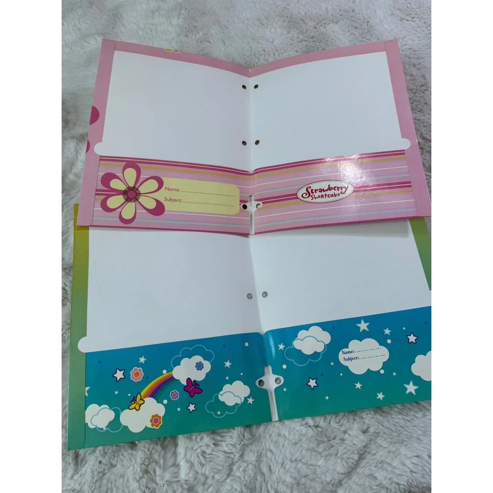 Starpoint Strawberry Shortcake Care Bears Folders 2005 Pink Green Y2K Stationery